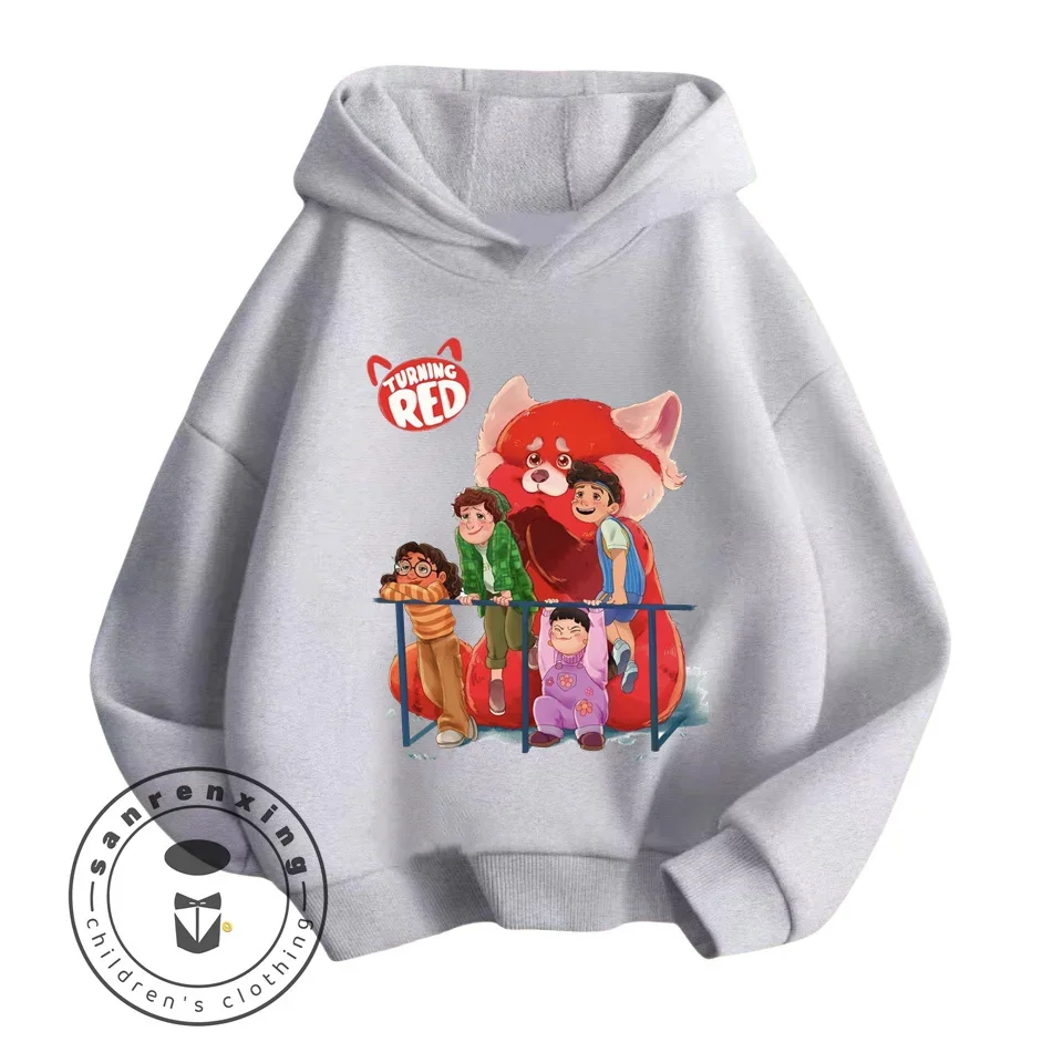 2024 Turning Red Cartoon Inspired Long Sleeve Apparel Crafted Comfort Breathability Children\'s Spring Fall Long Sleeved Hoodie