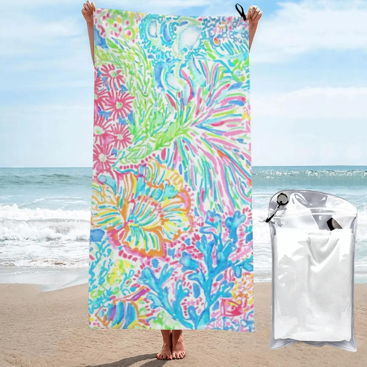 Beach Towel Poncho Bathing Towels Cover-ups Quick Dry Sand Free Yoga Spa Gym Pool Lilly Pulitzer