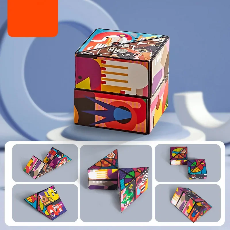 3D Changeable Magic Cube Puzzle Fidget Toys Variety Geometric Shape Antistress Cube Kids Hand Flip Puzzle Game Stress Relief Toy