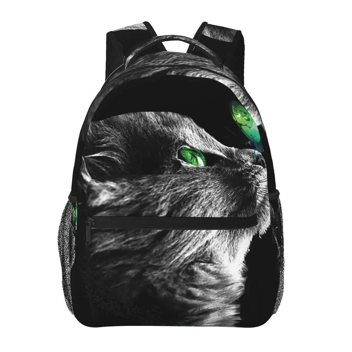 

Eyed Black Cat Butterfly Student Backpack School Bag Hiking Travel Daypack for Boys Girls Fashion Bookbag Shoulder Bags