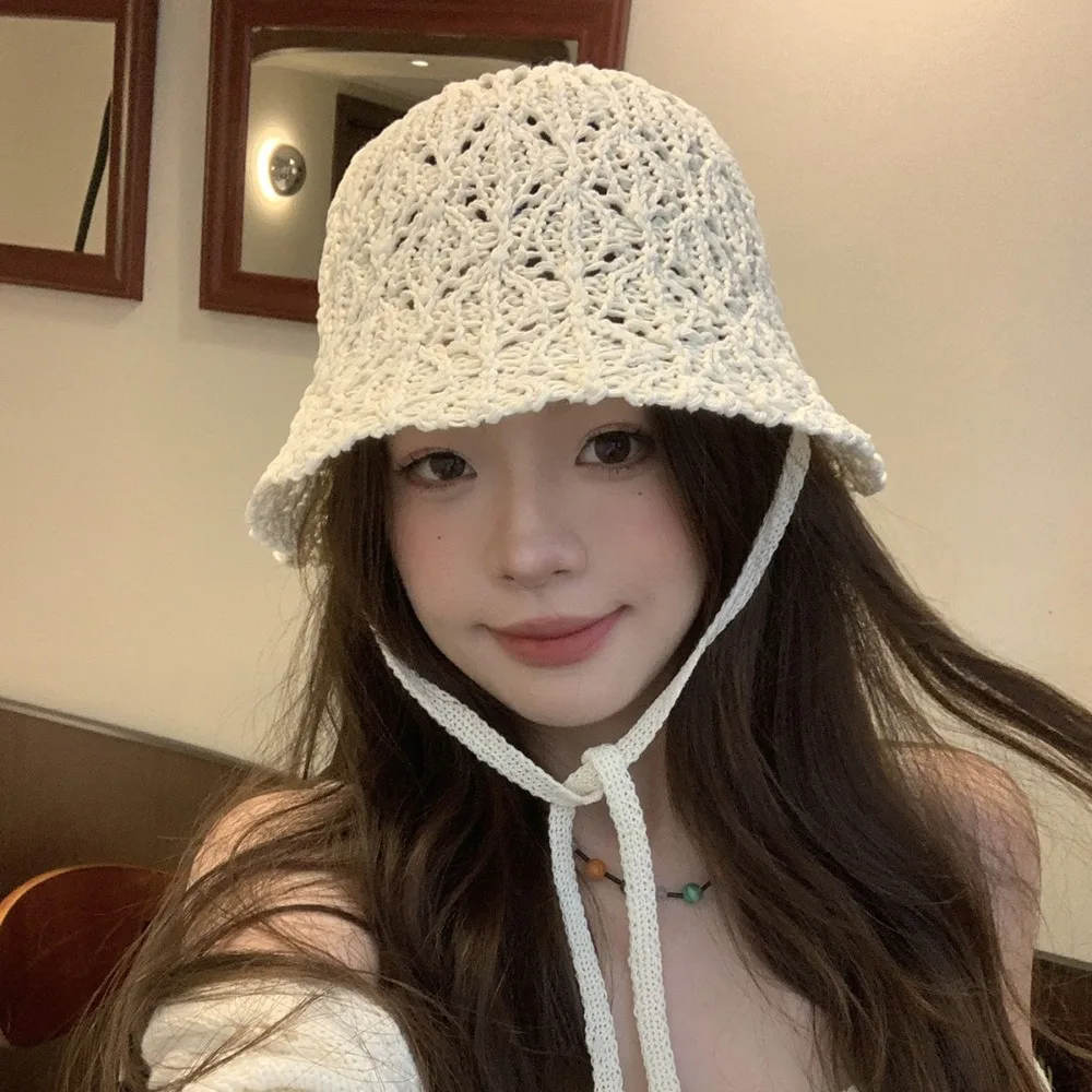 

Fashion Summer Weaving Cap New Visor Fisherman Cap Knit Vacation Basin Cap Women