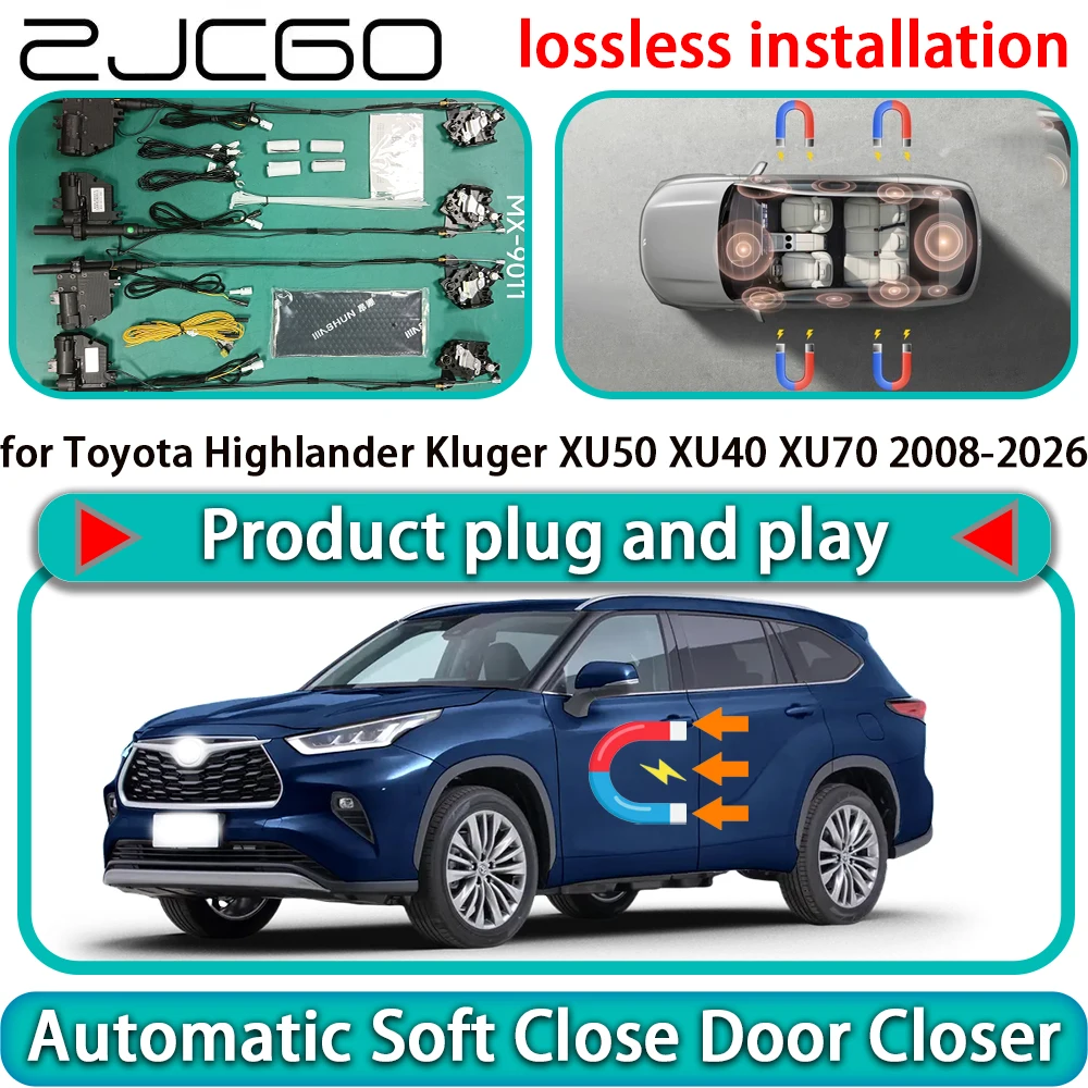 

Комплект автоматического доводчика дверей (Soft Close) для Toyota Highlander Kluger XU50 XU40 XU70 2008-2026: доводчик дверей с функцией мягкого закрывания и электроприводом