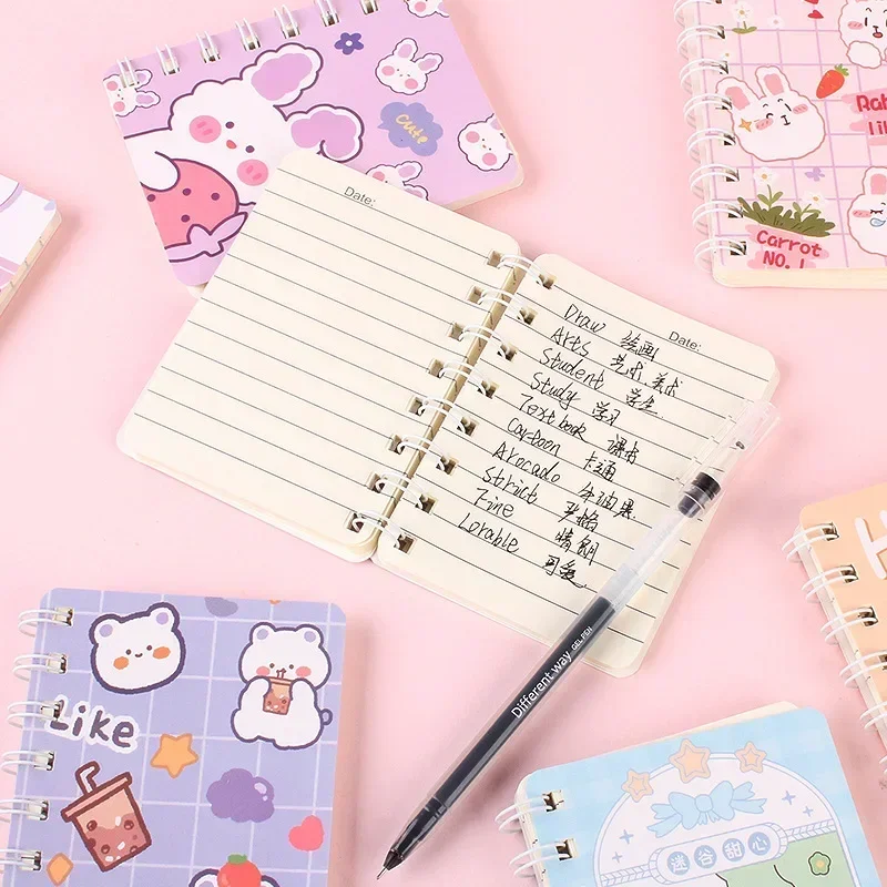 Criativo Cartoon Bobina Livro, Abastecimento Escolar Estudante, Notebook de bolso, Sketchbook, Portátil Mini Notepad, Papelaria Kawaii, 80 Folhas, 1Pc