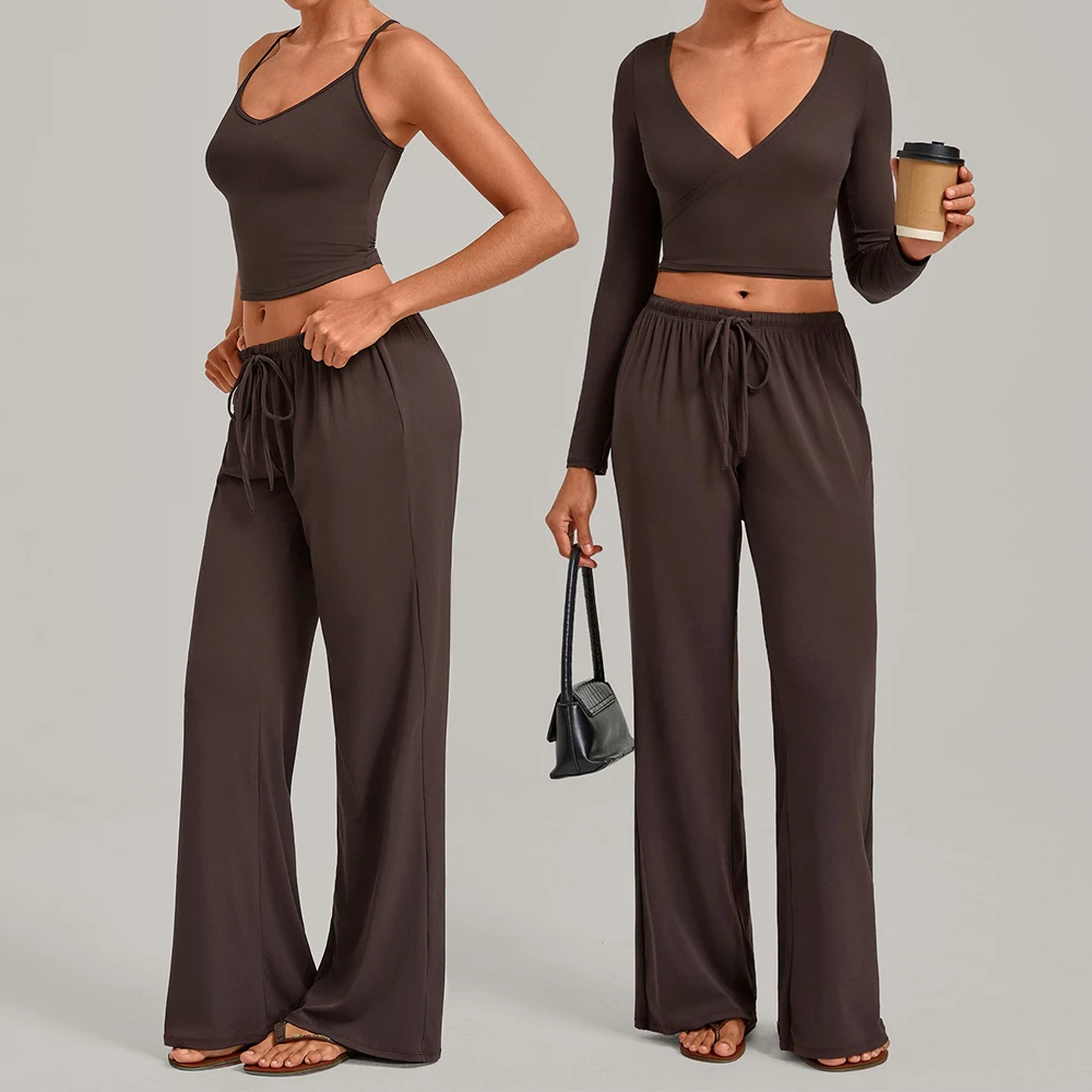 Yoga Suit 2PCS Women's Tracksuits Breathable Sports Bra High Waist Flared Pants Fitness Outfits Gym Workout Clothes Sportswear