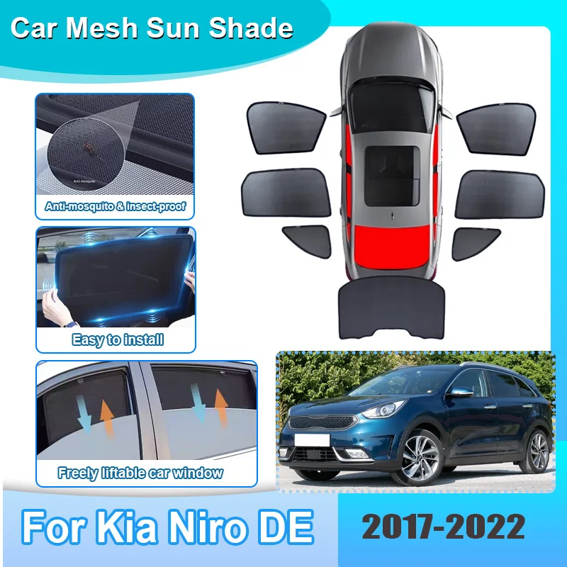 

Car Window Sunshade For Kia Niro DE 2017-2022 Visor Mesh Blocks UV Rays Heat Insulation Windshield Frame Curtain Car Accessories