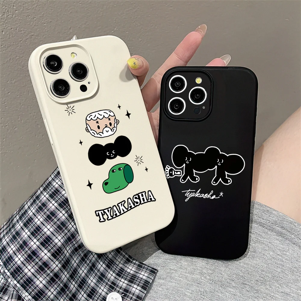 Cute TYAKASHAS For iPhone 16 15 14 13 12 11 Pro MAX Plus Liquid Silicone Velvet All-Inclusive Soft Phone Case