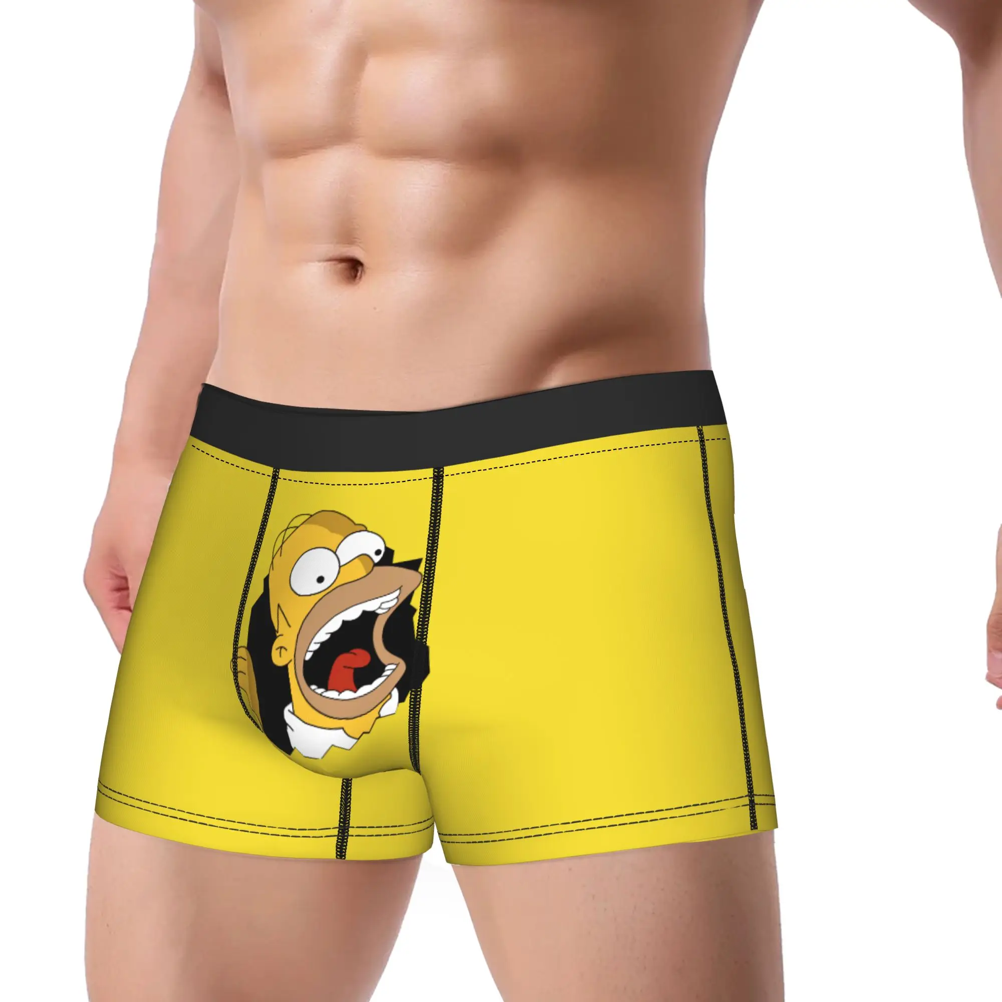 Men S-Simpsons Cartoon Long Underwear  Humor Boxer Briefs Shorts Panties Male Breathable Underpants M-XXL