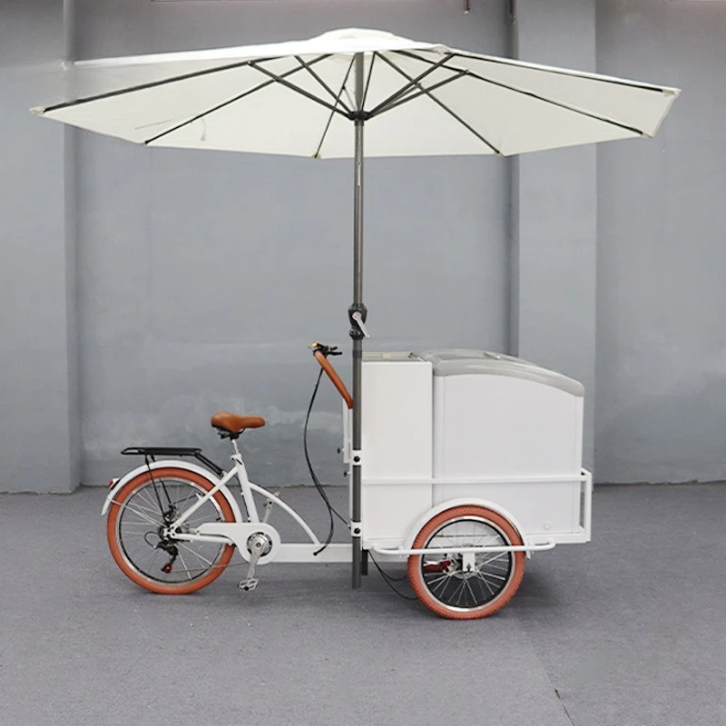 

Freezer truck Commercial ice cream cold drink takeaway truck Street view stall tricycle