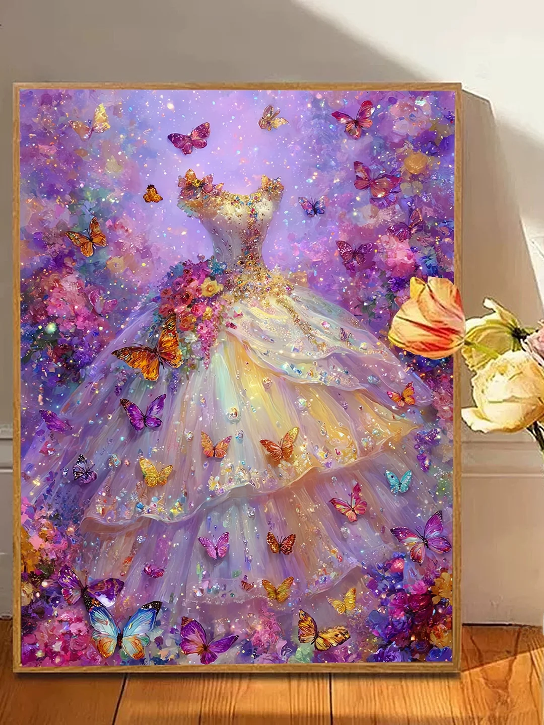 

Алмазная вышивка ручной работы: Фиолетовое свадебное платье 2026, новая модель, декор для гостиной и спальни, вышивка крестом, без рамы, современный простой стиль