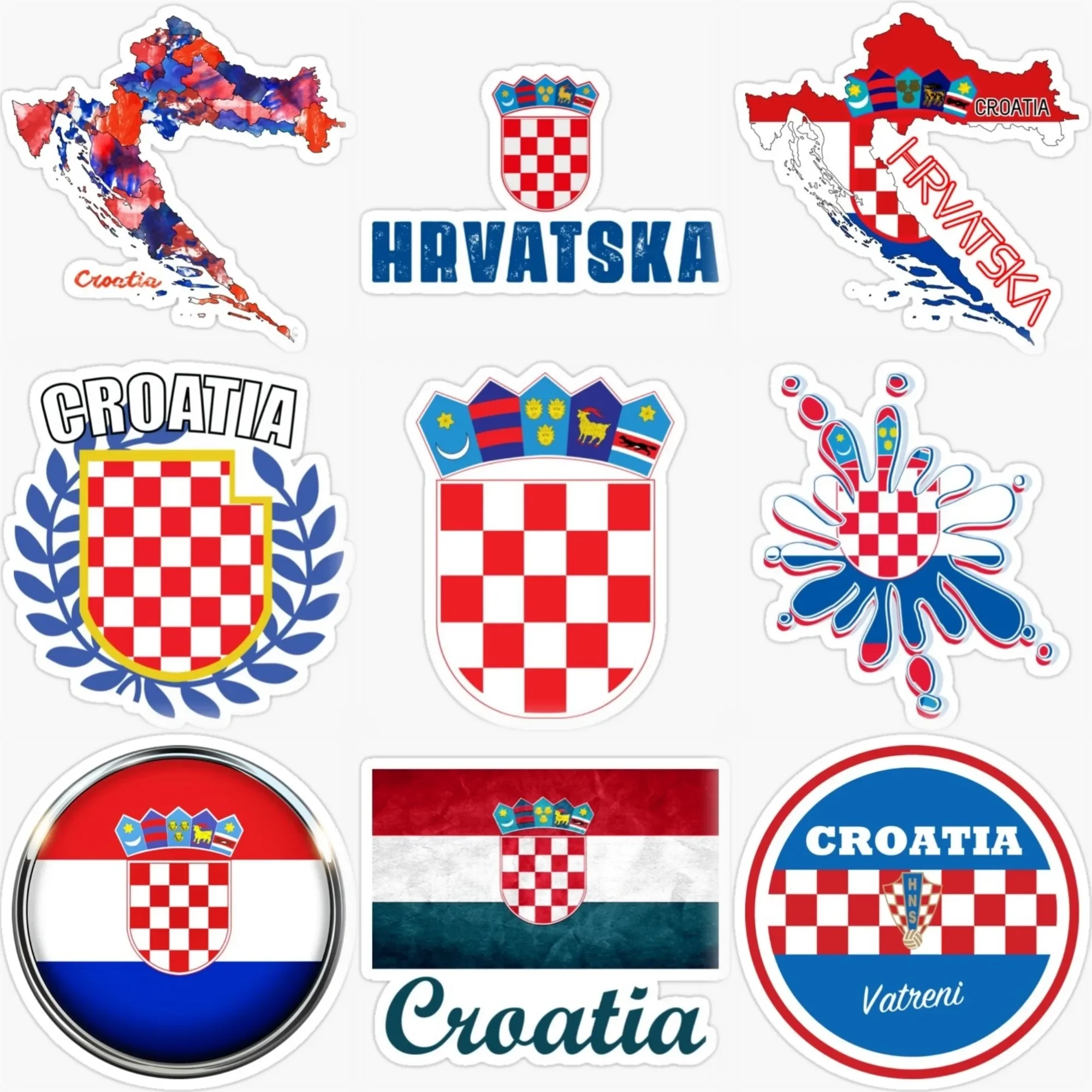 Croatia HR Flag Map National Emblem Creative Sticker for Decorate Car Bicycle Helmet Window Table Fridge Decal Accessories