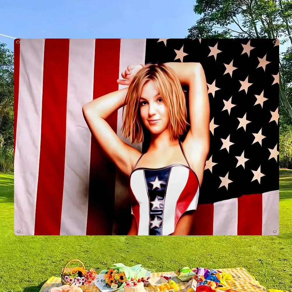 Pop Singer B-Britney S-Spears Anime Chart Flag for Living Room Home Dorm Decor Art Home Decor Banner