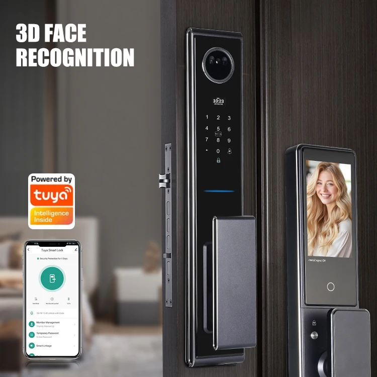 3D Face Recognition Door Lock Work With WIFI APP Remote Unlock Capture Photo Finger Recognition Smart Door Lock