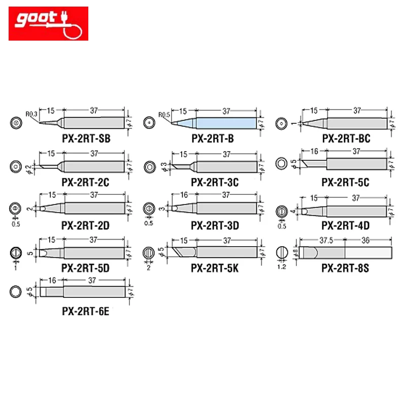 1Pcs Japan GOOT PX-2RT Soldering Iron Tip For PX-201 PX-232 PX-238 PX-242 PX-336 SVS-500 Replacement Solder Parts