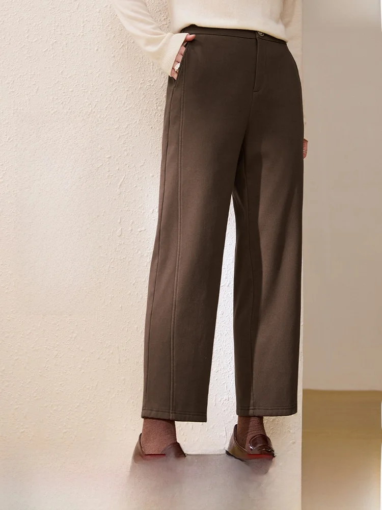 

Эластичные брюки прямого кроя с флисовой подкладкой, универсальные модные зимние брюки больших размеров для женщин от Qianlixiu