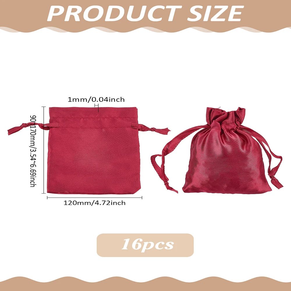 16Pcs Satin Jewelry Pouches Bags Satin Gift Bags with Drawstring Mini Pouch Small Travel Storage Pouch Organizer Case