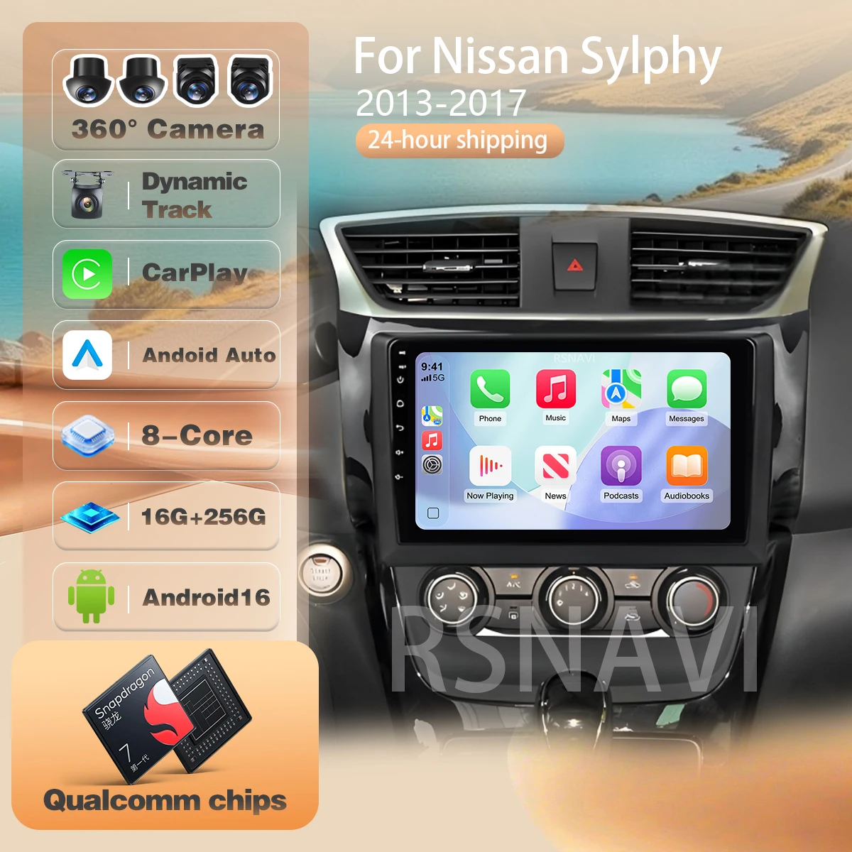 For Nissan Sylphy B17 Sentra 12 2012 - 2018 360 Camera app control Wireless Carplay Auto Car Radio Multimedia Player Android 16