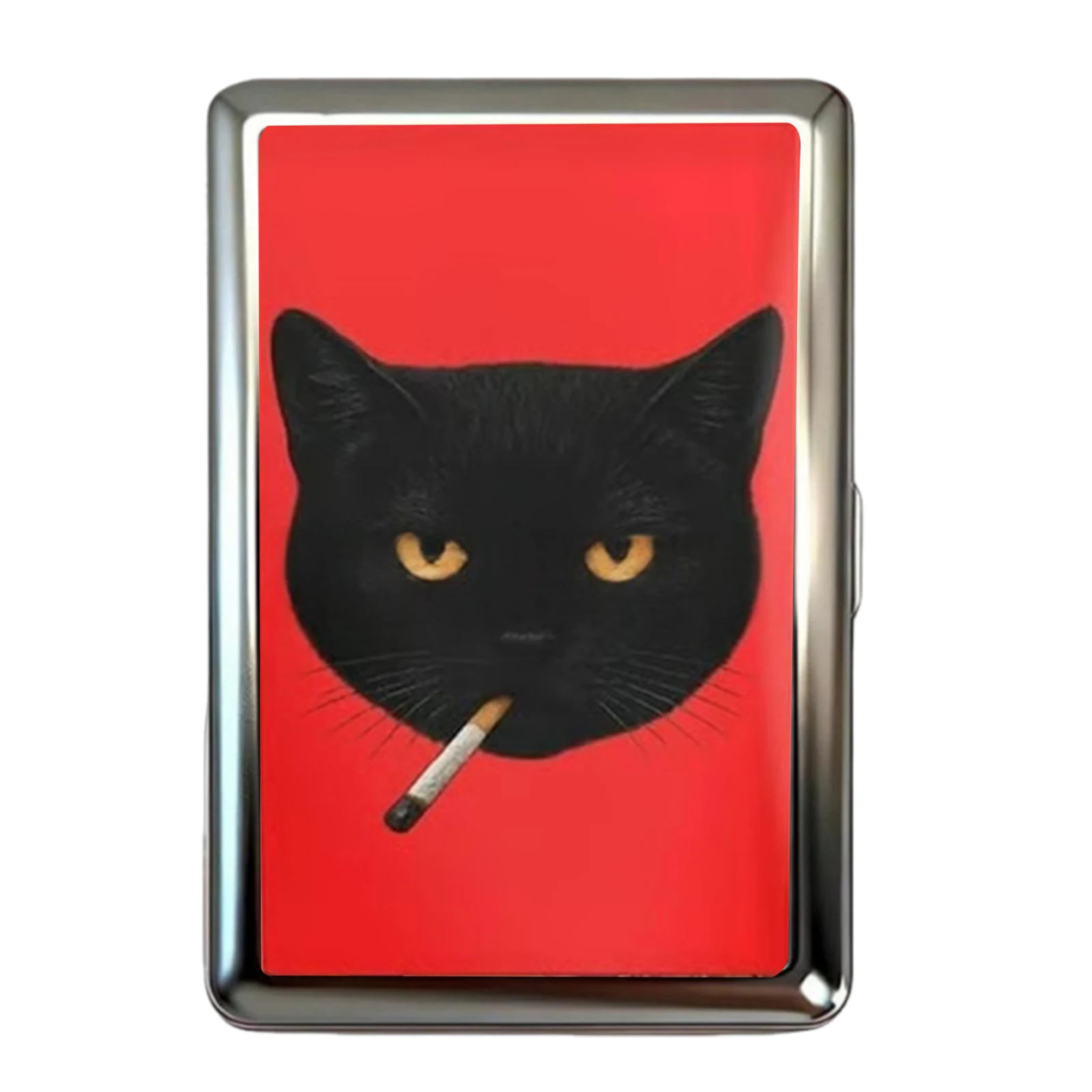 Multi-function Card Holder with Easy Snap Art Deco Illustration Versatile Metal Cigarette Case Vintage-Style Gift for Him & Her