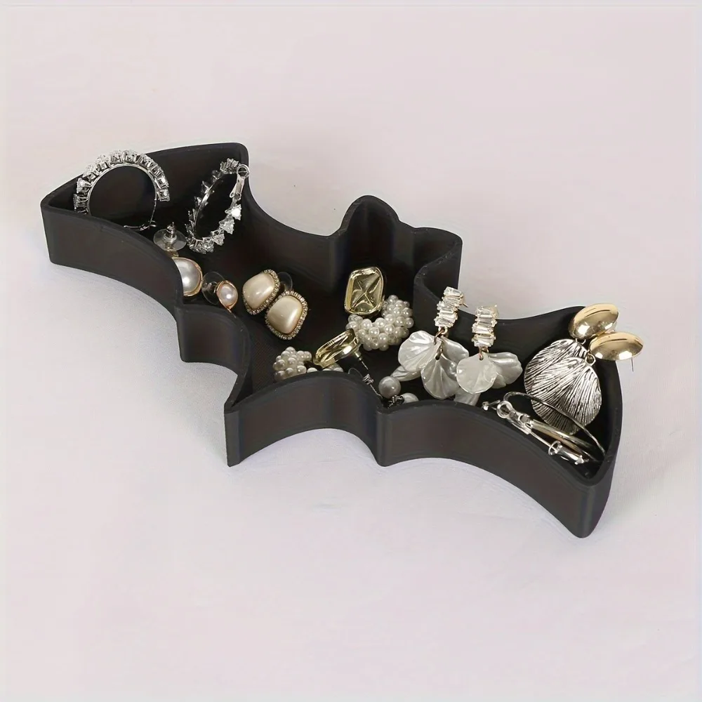 Bandeja de Joyería con Forma de Murciélago para Halloween, Caja de Almacenamiento Gótica Negra para Pendientes, Llaves y Dulces, Organizador de Decoración de Halloween