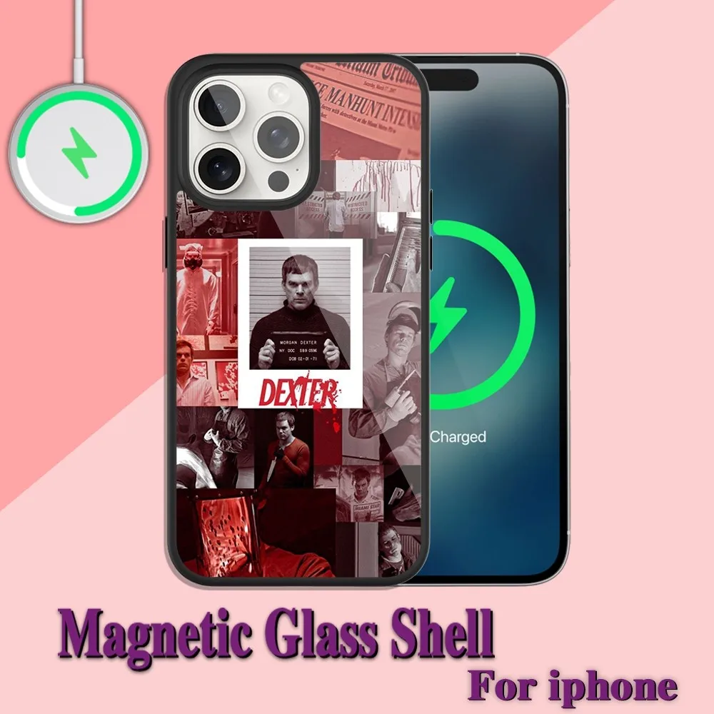 TV Show Dexter Morgan Phone Case For iPhone Charging 13 14 15 11 12 Pro Max Plus Glass Magsafe Magnetic Shell