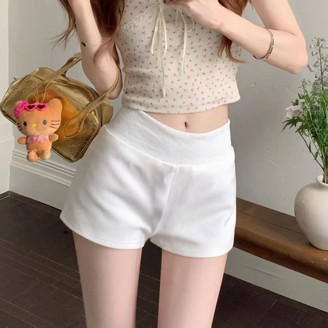 チャコール カリフォルニア バイブ スポーツ ショーツ レディース 5 インチ ハイウエスト A ライン サマー ビーチ トゥ ストリート ハイブリッド アンダーウェア レディース アクティブウェア