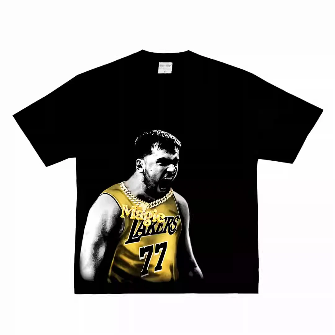 

East Chequie East 77 Lakers American Small Neckline Street Retro Cotton High Street Trend Basketball Long Short Sleeve Tt Shirt