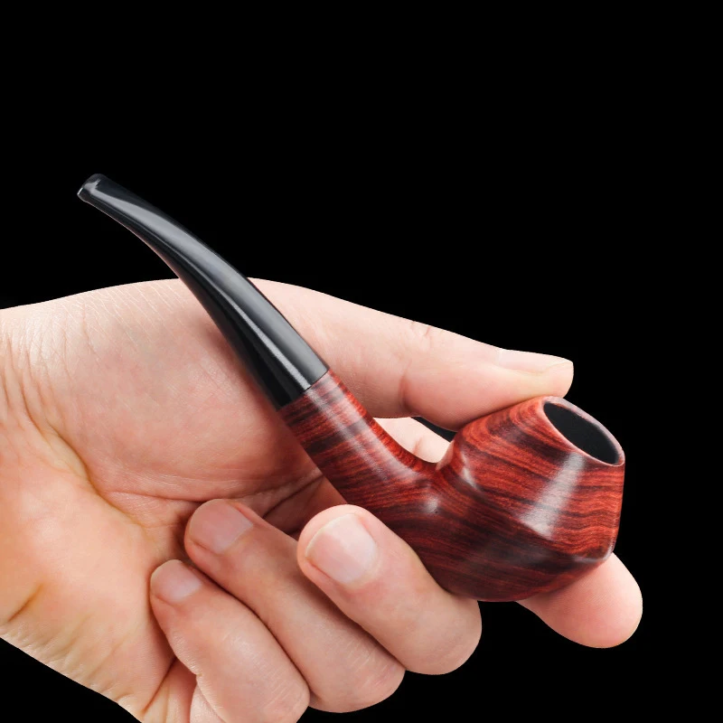

Red Sandalwood Bull Dog Pipe 9mm Curved Smoke Pipe Portable and Detachable Filter Cartridge Men's Dry Pipe
