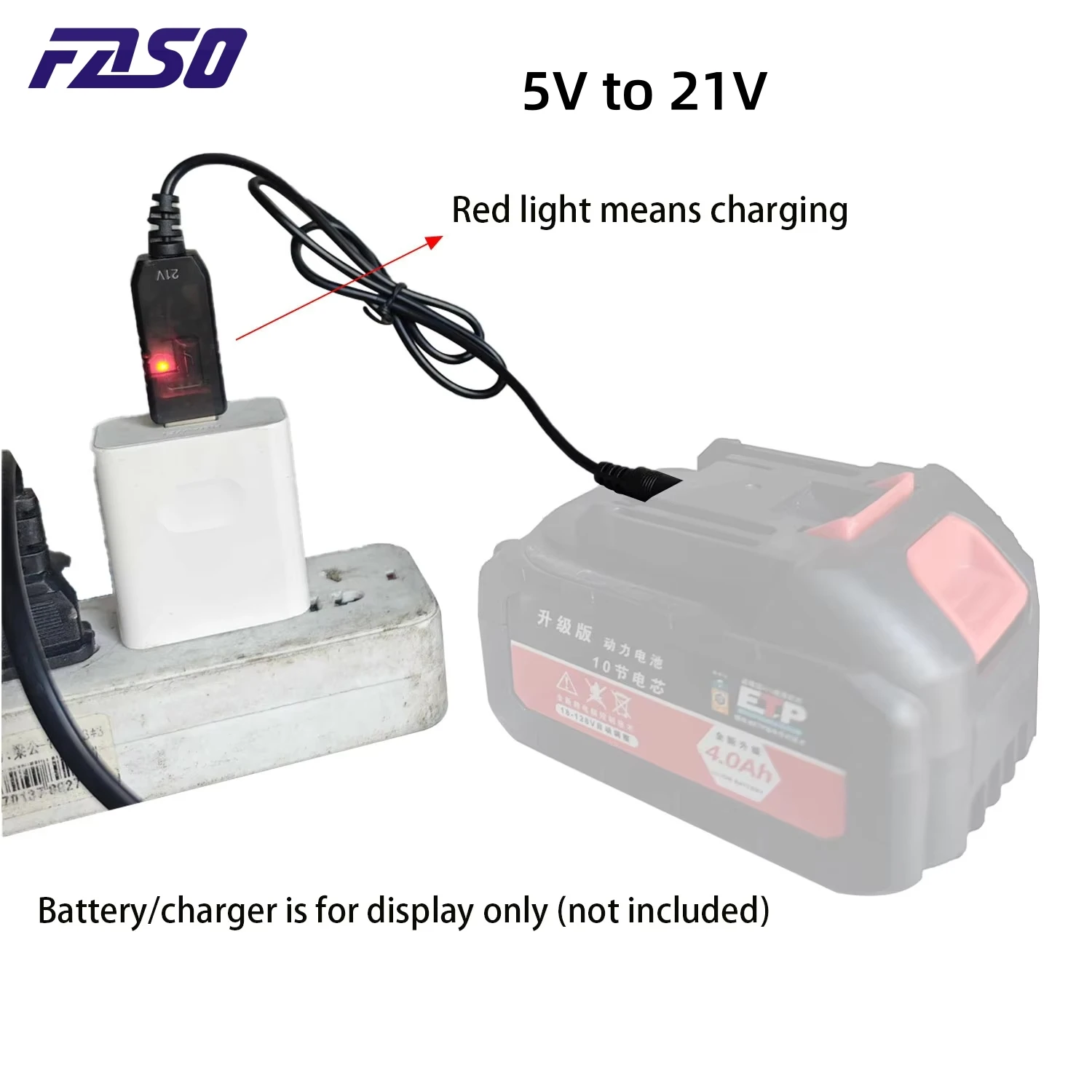 1pc 5V to 21V Boost Cable 21V Battery Dedicated Charging Cable DC Interface USB Adapter Cable Charger
