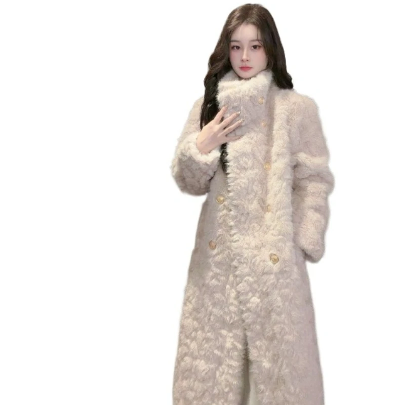 Long Lapel Sweet Small Stand Collar Flower Fox Fashion Versatile High-Quality Temperament Designer Winter Long Coat Thick Fur