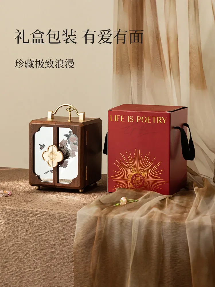 Wedding gift for bride girlfriend wooden jewelry box with lock high-end practical birthday wedding engagement anniversary gift