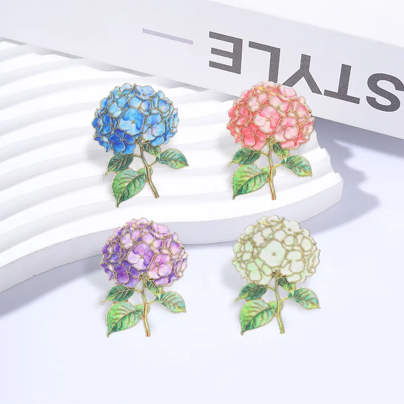 Fashion Floral Chest Flower Badge Enamel Pin US Dollar Flower Hydrangea Peony Lily Floral Brooch Decor Coat Bag Brooch Accessory