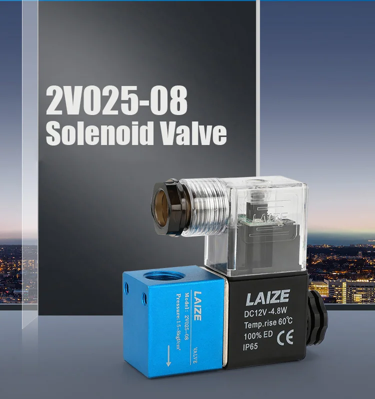 Elettrovalvola 2v025-08-DC24V Pneumatic two-position two-way 2/2 solenoid control air valve one in and one out AC220V AC380V DC12V Pneumatica — dettaglio 1