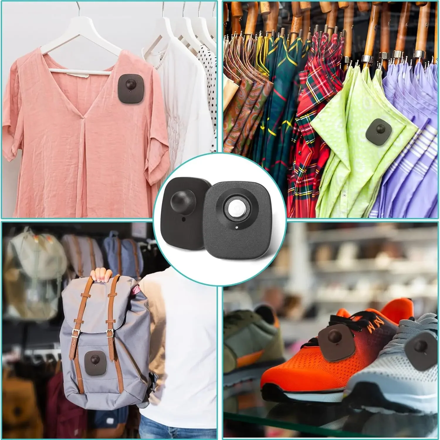 100 قطعة مضادة للسرقة للبيع بالتجزئة EAS 8.2 ميجا هرتز علامة أمنية صلبة RF علامات أمان مربع للبيع بالتجزئة لسوبر ماركت الملابس مع فتح الدبابيس