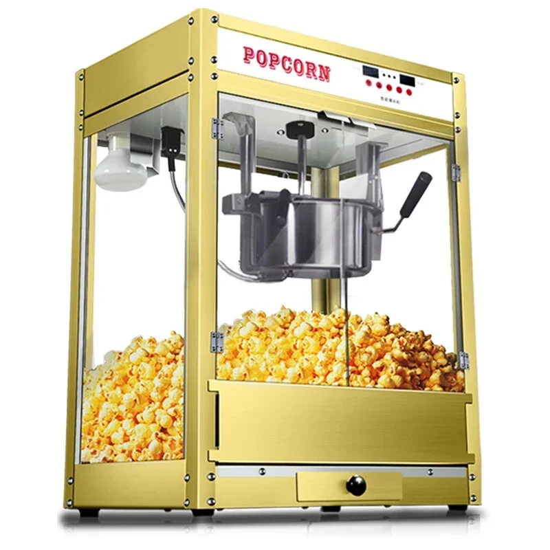 Electric Popcorn Maker 8oz Kettle Stainless Steel Popcorn Machine Countertop Popper with Glass Case for Movie Night Party