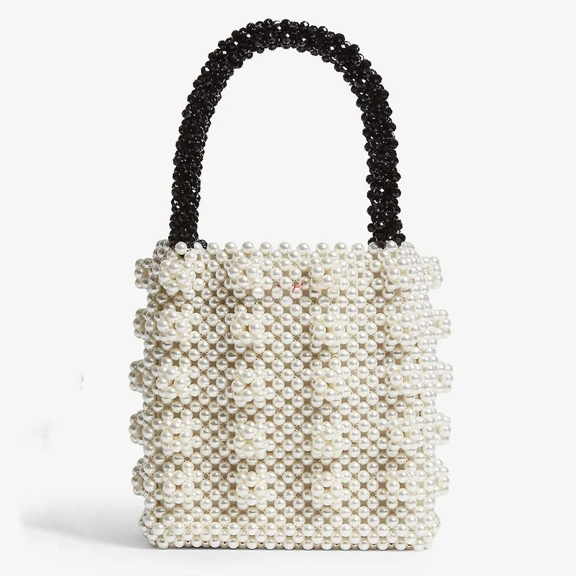 

Heavy-Weave Pearl Flower Beaded Handbag Trendy European Sle Large Size Square ape Youth Faion Handheld Bag