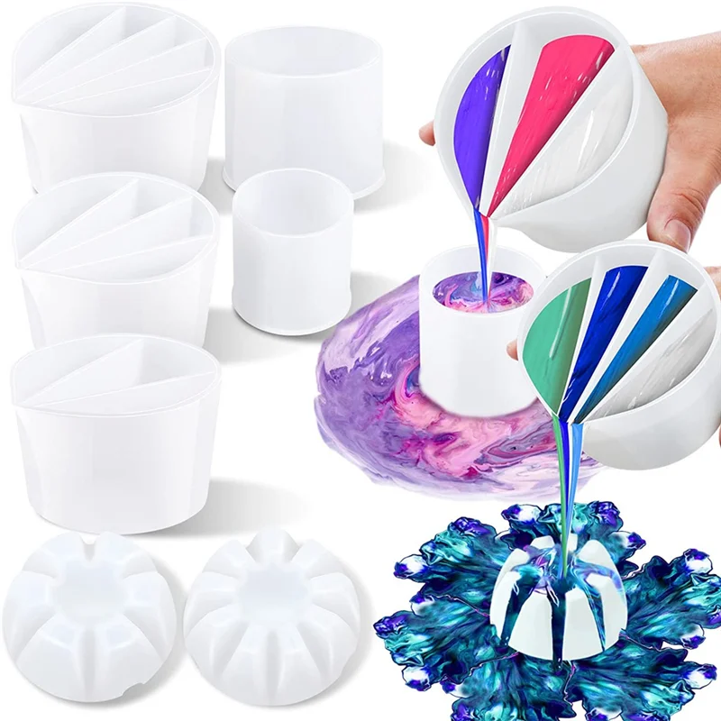 

QWE-8Pc Paint Pour Cup Bundle Paint Pouring Cup Multi Channel Split Cup For Paint Pouring For DIY Making Resin Acrylic Paint