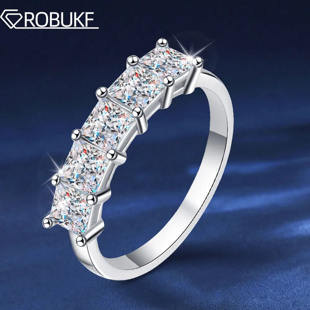 

Princess Cut Moissanite Wedding Band 18k Plated 2ct Real Moissanite D Color Diamond S925 Sterling Silver Ring Jewelry For Women