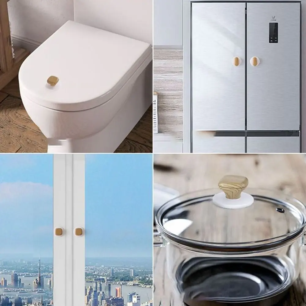 New ABS Wood Grain Door Knobs Wood Grain Multifunctional Cabinet Knobs Hardware Self-adhesive Door Knobs Handles Cabinet