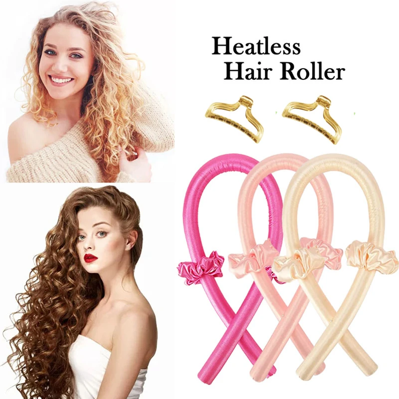 

Heatless Curling Rod Headband No Heat Silk Curls Ribbon Hair Rollers Sleeping Soft Lazy Hair Curlers Foam Rod Hair Styling Tools