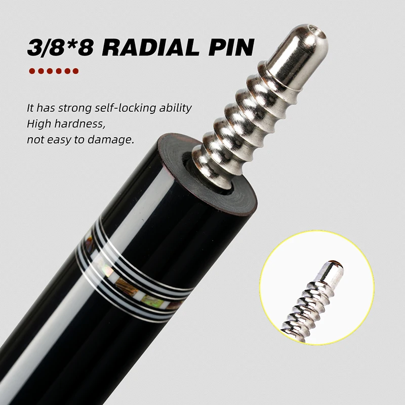 KONLLEN Carbon Fiber Pool Cue Stick PRO Taper Shaft Super Low Deflection Billiard Pool Cue Ebony Hand-Made Inlay Billiard Cues