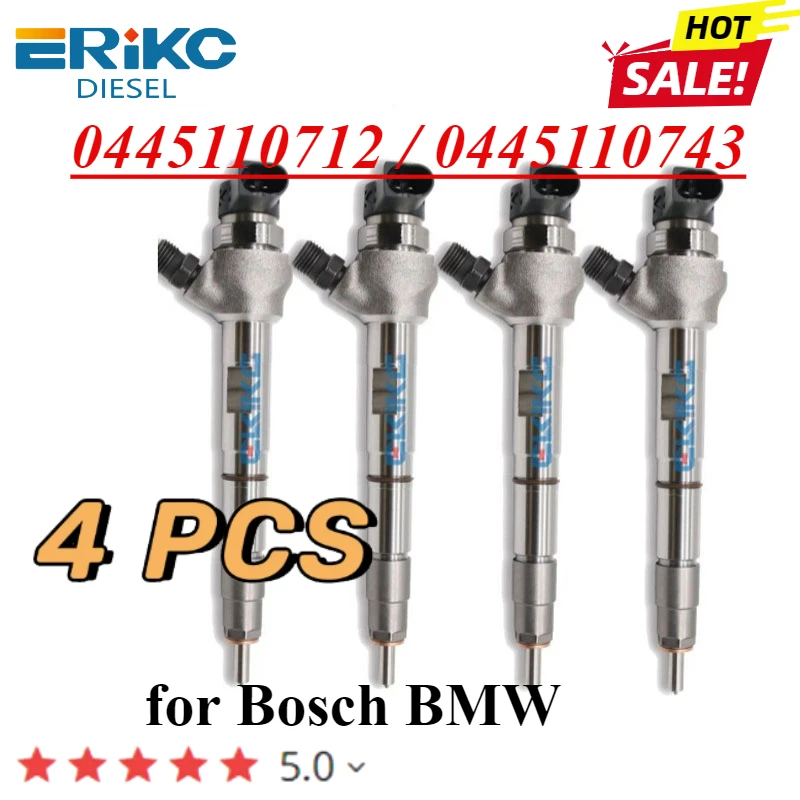 4PC 0445110712 0445110743 Common Rail Diesel Injector 0 445 110 712 for Bosch BMW 2.0L Euro 6 13538514748