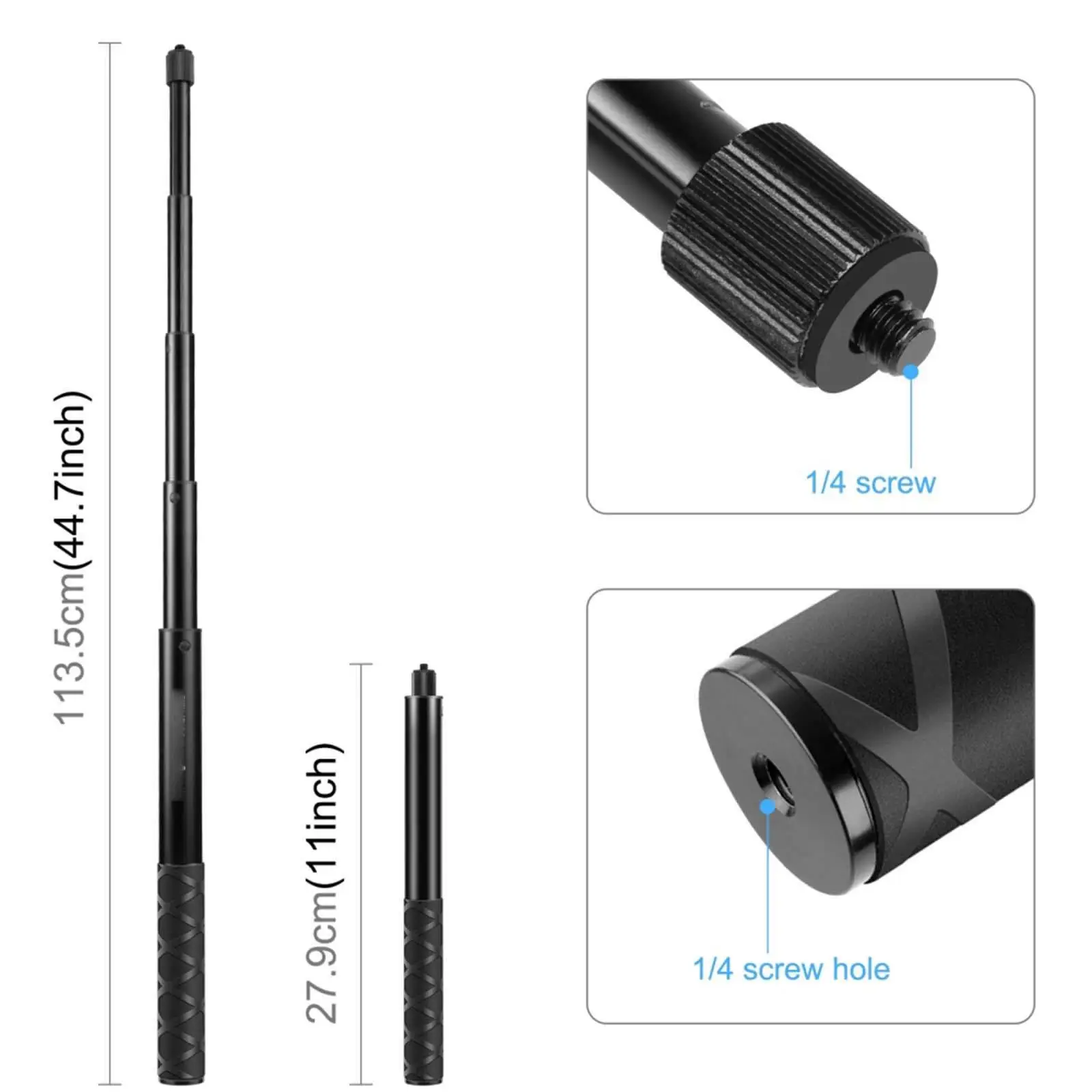 Selfie Pole Monopod Extendable Lightweight Rustproof Detachable Accessory