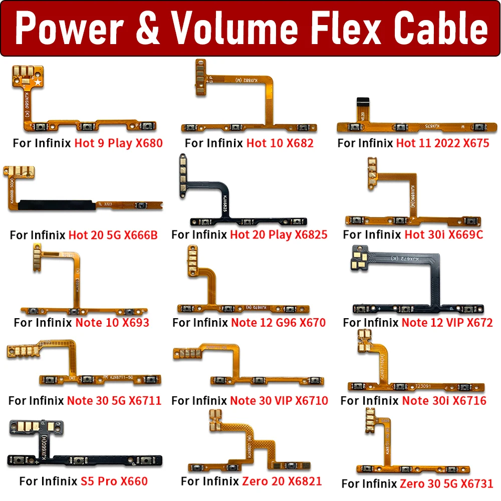 Power Switch On/Off Button Volume Key Button Flex For Infinix Hot 9 10 11 20 30i Note 10 12 Vip 30 30I S5 Pro Zero 20 30 Zero X