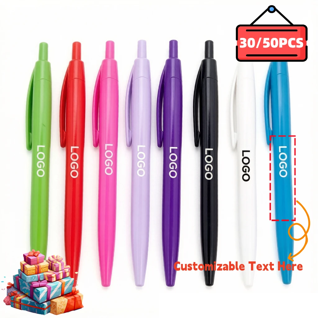 30/50PCS Retractable Ballpoint Pens Customizable Logo Multicolor Personalized Pens for Office Events Company Promotional Gifts