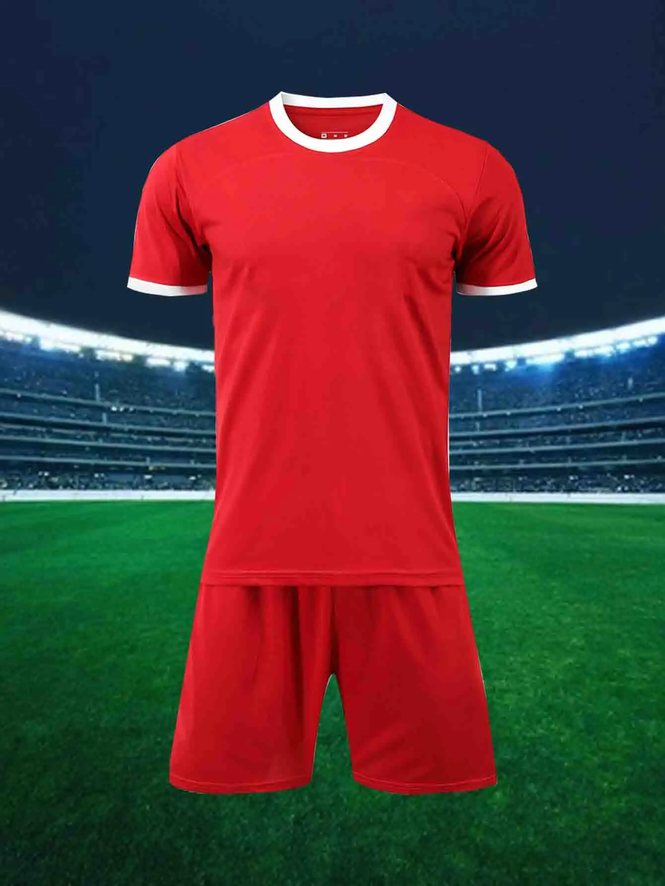 Red football sports suit set, fan cheering shirt, Anfield style breathable quick drying football suit, adult version, customized