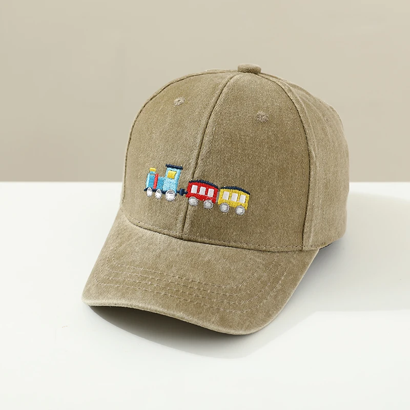 2025 Summer Sports Hats School Baby Boy Baseball Embroidered Cartoon Trains Children Outdoor Kids Caps for 2-8Years Adjustable