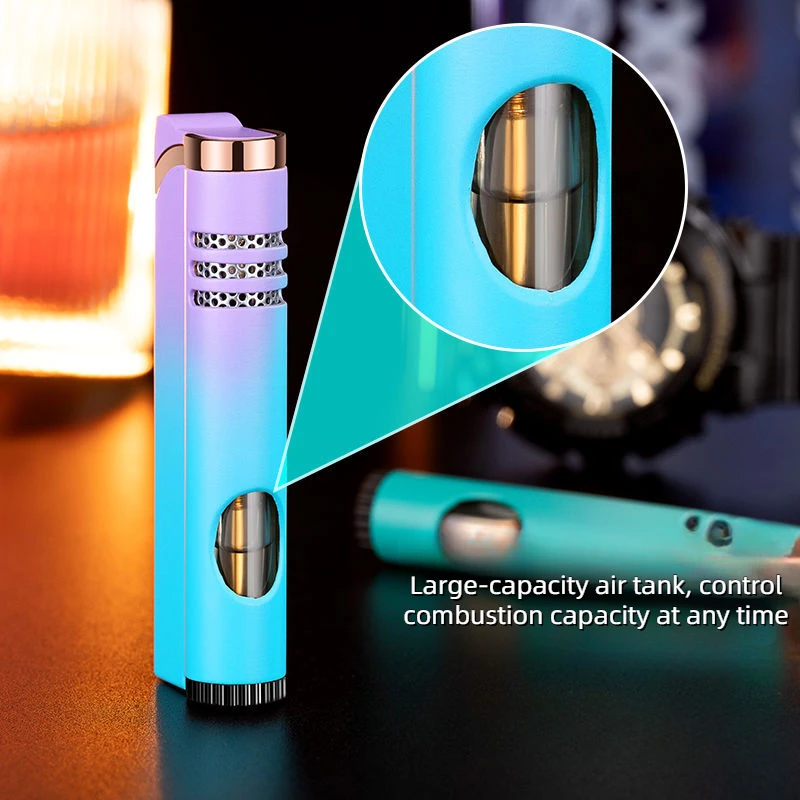 Newest High-looking Windproof Lighter for Men, Metal Gradient Color, Direct Visible Air Chamber, Personalized Cigarette Lighter