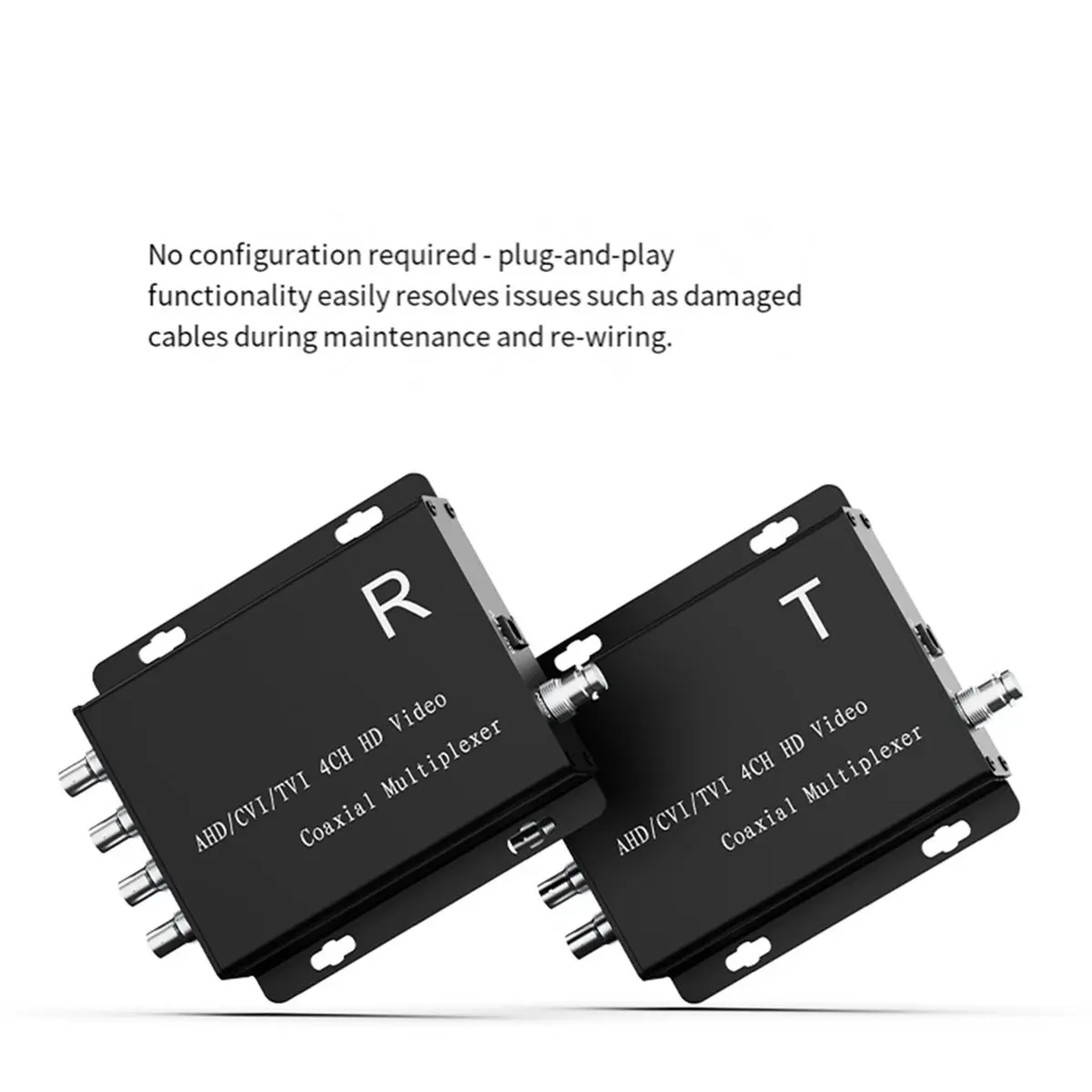 AHD/CVI/TVI Coaxial HD Quad Multiplexer 4CH Video Coaxial Multiplexer 100m Transmission Distance Supports Up to 1080P