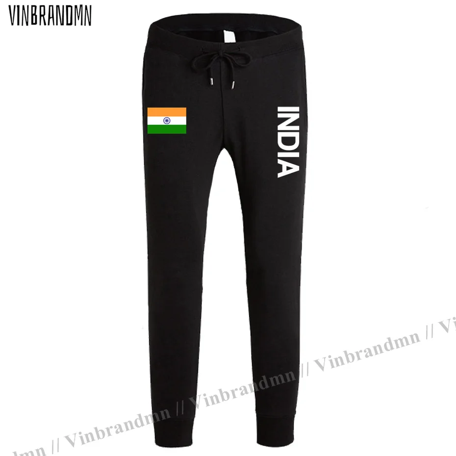 

India IND Indian Mens Pants Joggers Jumpsuit Sweatpants Track Sweat Fitness Fleece Tactical Casual Nation Country Flag Design