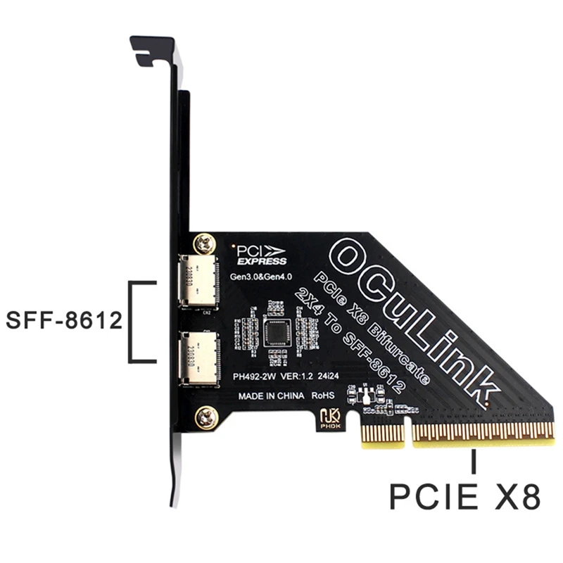Pcie4.0 X8 To 2Port SFF8611&8612 Oculink Expansion Card To SFF-8639 U.2 SSD For External Graphics Card For Win/Linux