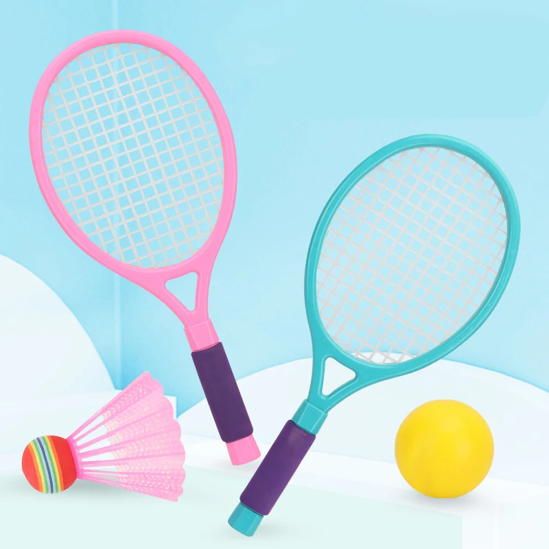 

1Set Plastic children tennis badminton toys outdoor indoor sports leisure toys tennis rackets parent-child toys kids gifts